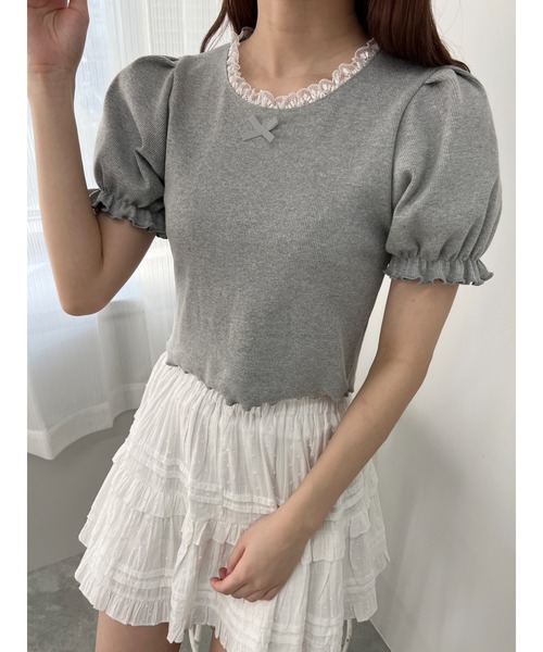 ホワイト パフスリーブ Tシャツ 8/8 12時までのタイムセール！ホワイト パフスリーブ Tシャツ F
