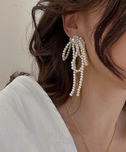 LA VORAGINE（ラ ヴォラジネ） ピアス パールリボンピアス 及ばれ/結婚