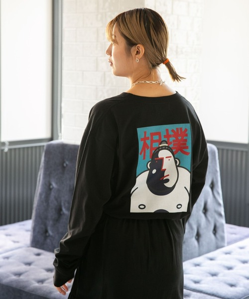 nano universe 長袖Tシャツ NANO universe tシャツ Eiji×nano・universeプリント 黒Tシャツ