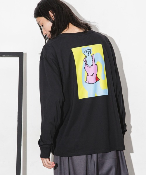 nano universe 長袖Tシャツ NANO universe tシャツ Eiji×nano・universeプリント 黒Tシャツ