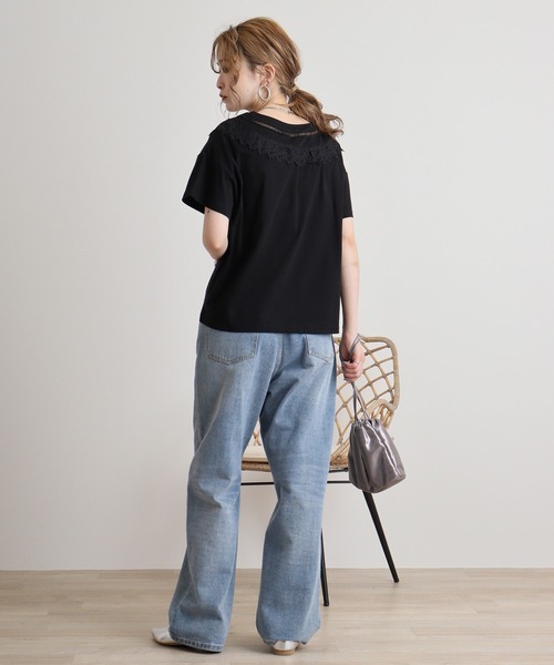 tシャツ AnnaNicola レース切り替えカットソー レディース Anna Nicola tシャツ AnnaNicola レース切り替えカットソー