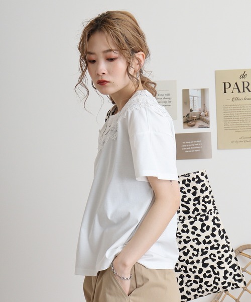 tシャツ AnnaNicola レース切り替えカットソー レディース Anna Nicola tシャツ AnnaNicola レース切り替えカットソー