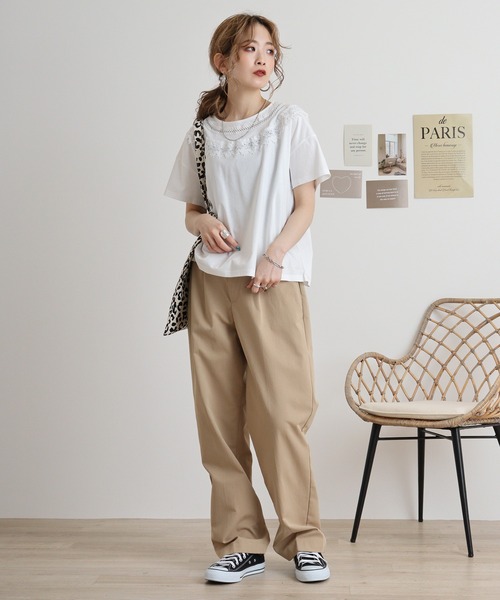 Anna Nicola tシャツ AnnaNicola レース切り替えカットソー