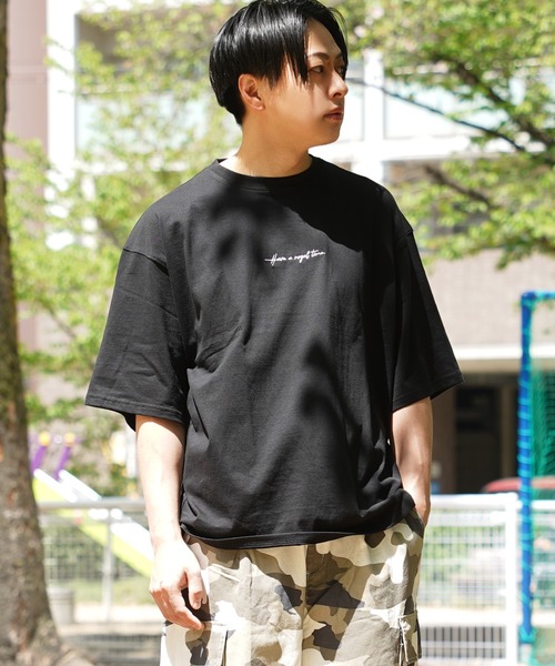 tシャツ 「unisex」水彩画風 フラワー バックプリントTシャツ / ロゴ