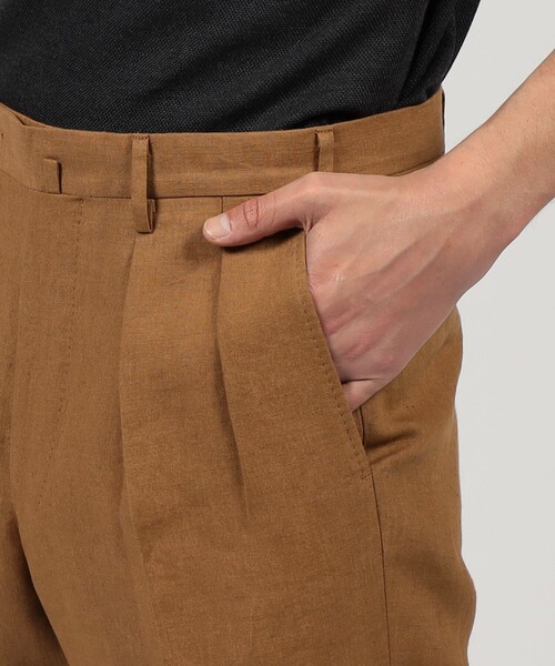 【新品】CORDINGS / リネンヘリンボーン 2プリーツ スラックス 新品】CORDINGS / リネンヘリンボーン 2プリーツ スラックス CORDINGS