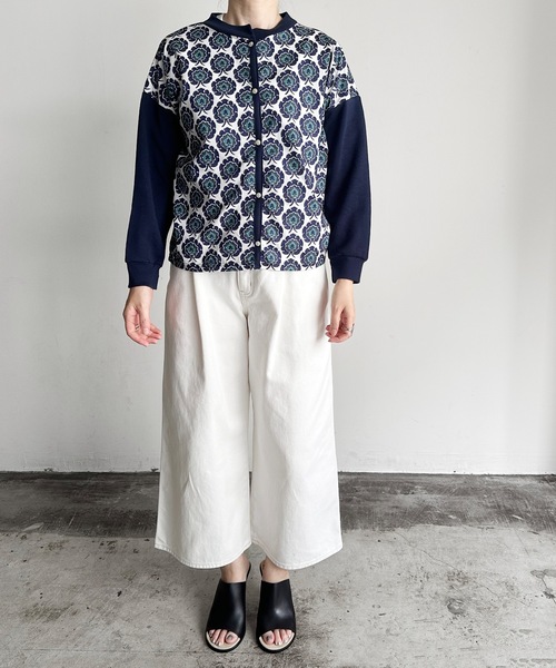 カーディガン SF:denicher デニシェ リバティタナローン×ミニ裏毛 コンビカーディガン レディース vent blanc カーディガン SF:denicher デニシェ リバティ