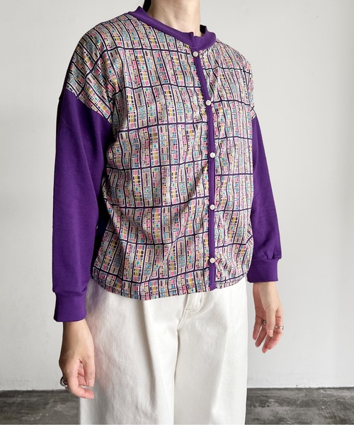 カーディガン SF:denicher デニシェ リバティタナローン×ミニ裏毛 コンビカーディガン レディース vent blanc カーディガン SF:denicher デニシェ リバティ