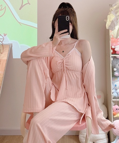 パジャマ 3点セトセクシー レースキャミパジャマ ルームウェアレディース春夏A パジャマ 3点セトセクシー レースキャミパジャマ ルームウェア