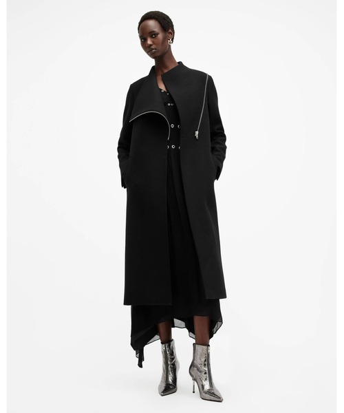 オールセインツ　アシンメトリー　コート アウター ALLSAINTS（オールセインツ） コート アウター MARGOH ASYMMETRIC WRAP