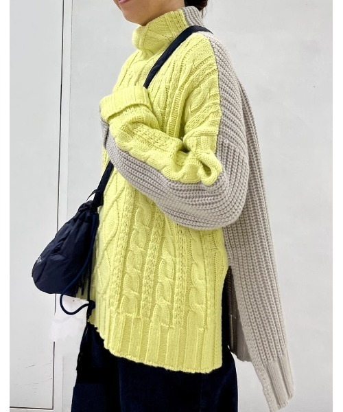 ヒューマンウーマン（human woman）/◆バイカラーケーブルニット human woman（ヒューマンウーマン） ニット セーター バイカラー