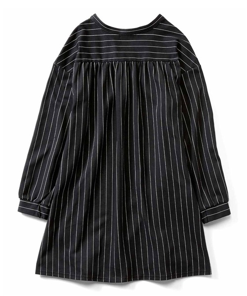 tシャツ ＩＥＤＩＴ　布はく見えして実はらくちんカットソー　ストライプロングシャツプルオーバー「ダークグレー」 レディース IEDIT tシャツ IEDIT 布はく見えして実はらくちん
