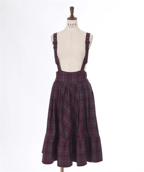 【美品】チェック柄サスペンダー付きスカート axes femme｜サスペンダー付チェック柄スカート | Rakuten