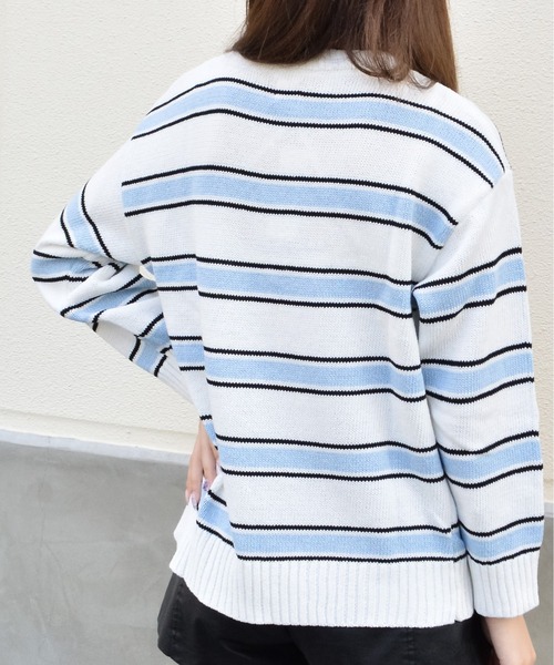 ニット セーター spiritoso クルーネックルーズボーダーニット レディース セール】spiritoso クルーネックルーズボーダーニット（ニット