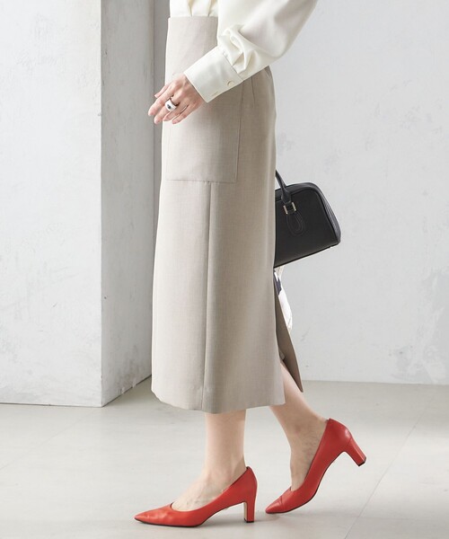 SHIPS（シップス） スカート 「手洗い可能」ウールライク ポケット