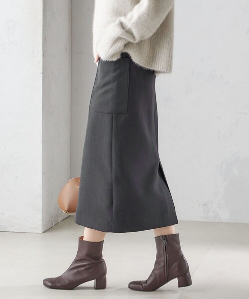 SHIPS（シップス） スカート 「手洗い可能」ウールライク ポケット