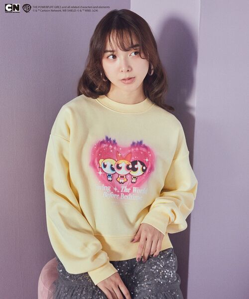THE POWERPUFF GIRLS スウェット ネイビー　M トレーナー PLAZA限定】 パワーパフガールズ スウェットトレーナー Mサイズ