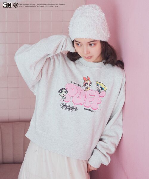 THE POWERPUFF GIRLS スウェット ネイビー　M トレーナー PLAZA限定】 パワーパフガールズ スウェットトレーナー Mサイズ
