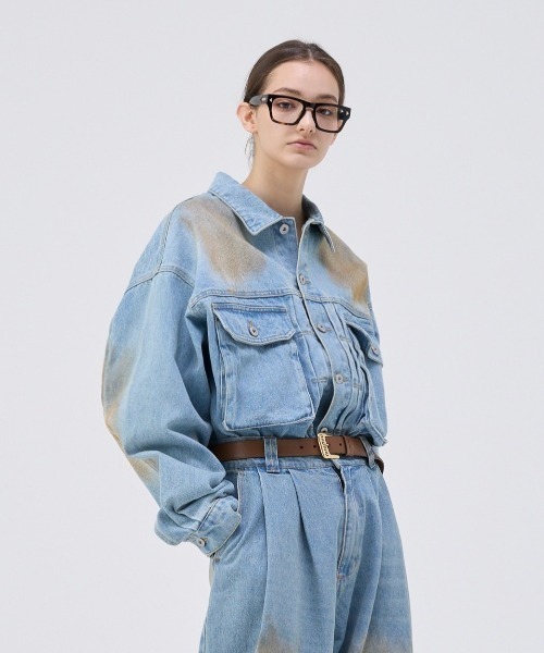 soerte デニムジャケット gジャン MUD DYEING VINTAGE LIKE