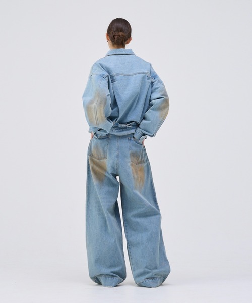 soerte デニムジャケット gジャン MUD DYEING VINTAGE LIKE