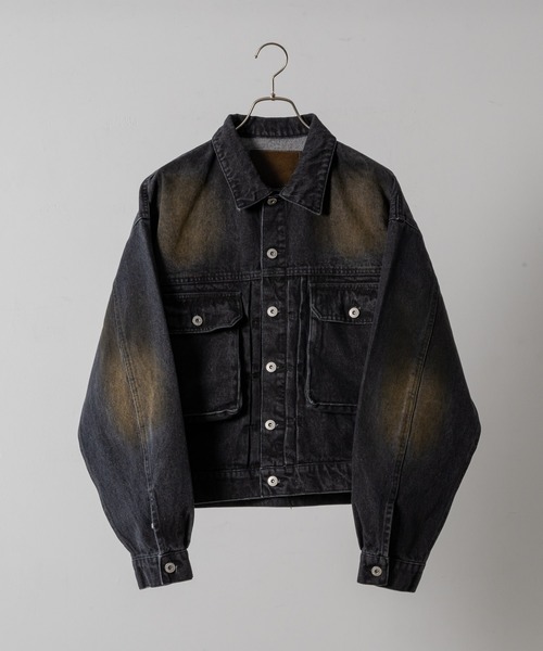 M*Y様 soerte マッドダイイングヴィンテージライクデニムジャケット soerte デニムジャケット gジャン MUD DYEING VINTAGE LIKE