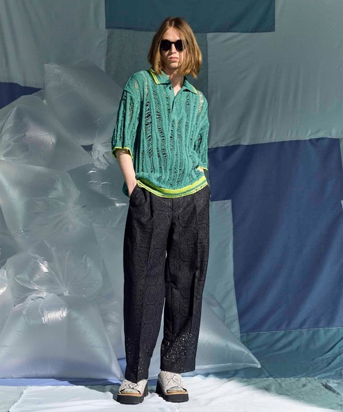 ス*ビ様 メゾンスペシャル　ションヘルツイルワンタックワイドパンツ　グリーン　2 ユニセックスアイテム》ションヘルツイルワンタックワイドパンツ