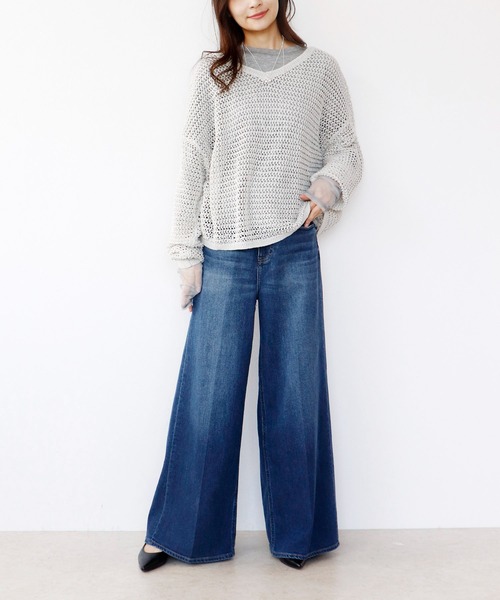 ニット セーター 2WAYメッシュニット レディース ap retro ニット セーター 前後2wayメッシュニットトップス