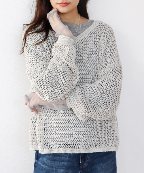 ニット セーター 前後2wayギマメッシュニット レディース 前後2wayギマメッシュニット | AND ON JIONE STORE（アンドオン