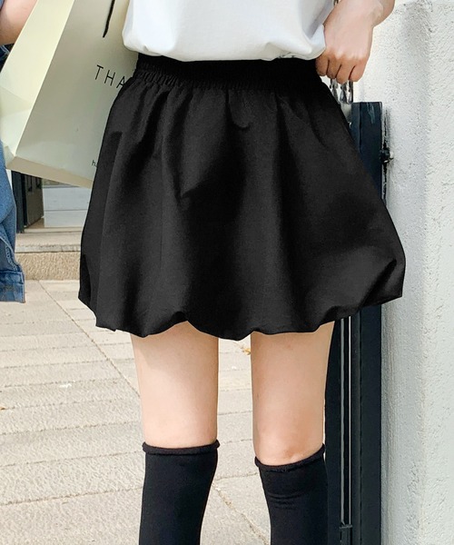 スカート ウエストゴム バルーンミニスカート ふんわりシルエット