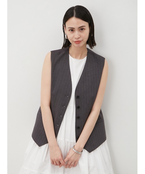 Mila Owen ベスト ジレ バックサテンオーバーサイズベスト