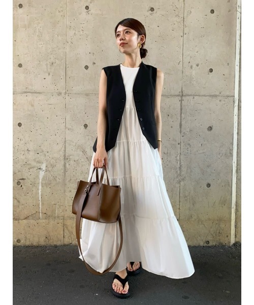 Mila Owen ベスト ジレ バックサテンオーバーサイズベスト
