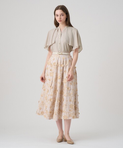 ANAYI（アナイ） ブラウス シャツ スパンローンケープラッフルブラウス