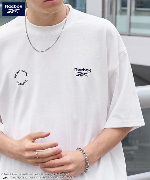 Reebok（リーボック） tシャツ 別注 ダブルロゴ刺繍/プリント ドロスト