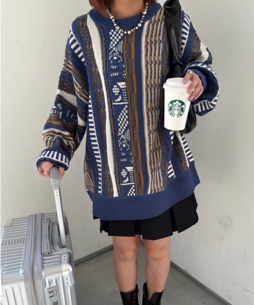 「nemne store」 長袖ニット SMALL ブルー レディース_画像7