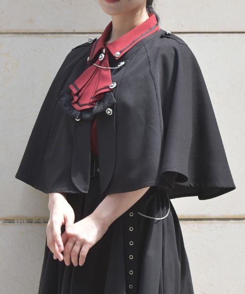 ベスト ジレ チェーン付ダブルバラ釦ケープ レディース