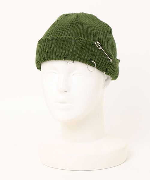 Anthe（アンテ） ニット帽 ニットキャップ パンク風ダメージ加工ワッチ