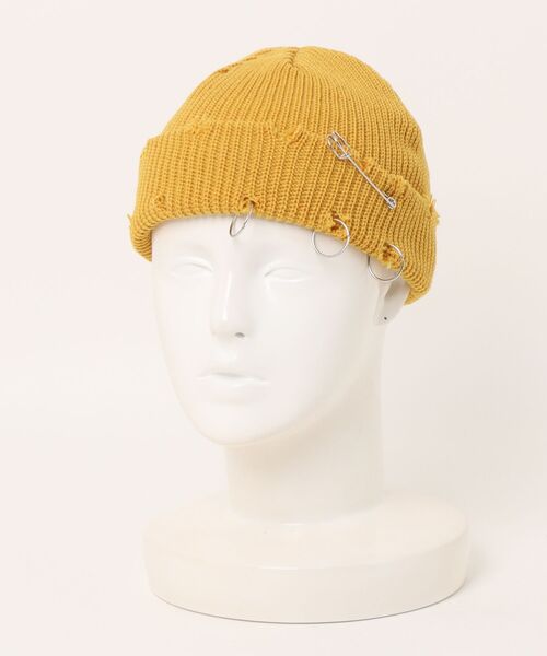Anthe（アンテ） ニット帽 ニットキャップ パンク風ダメージ加工ワッチ