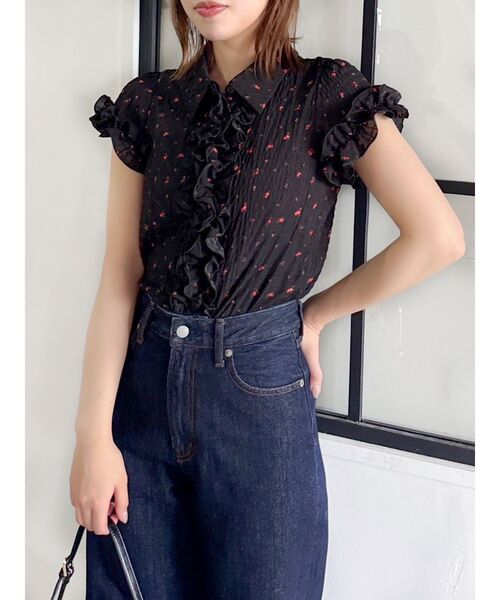 ブラウス シャツ シュリンクフラワーフリルシャツ レディース dazzlin ブラウス シャツ シュリンクフラワーフリルシャツ