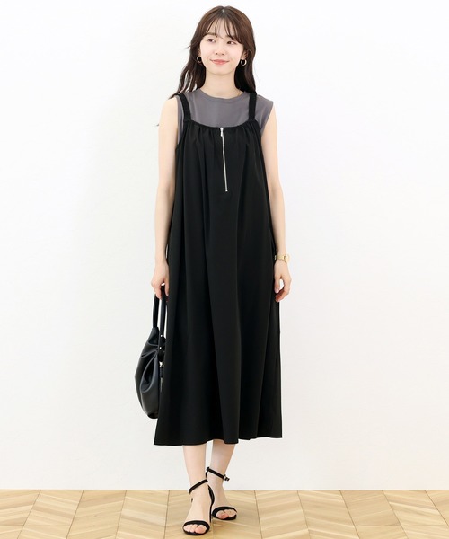 Aletta vita ワンピース フロントジップ後ろリボンキャミワンピース