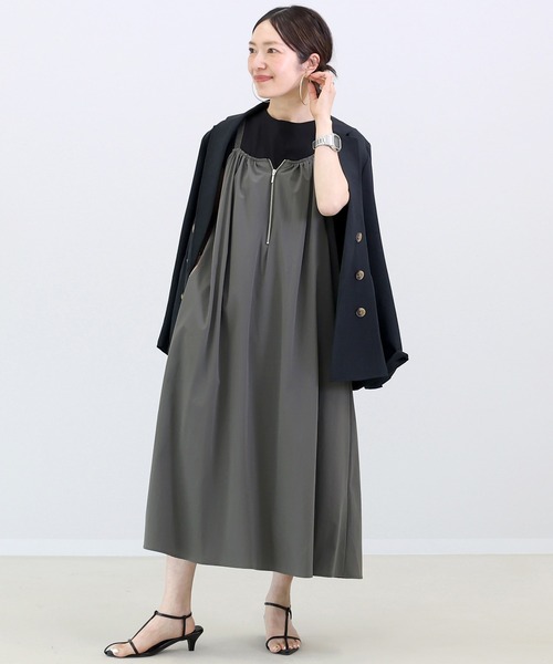 Aletta vita ワンピース フロントジップ後ろリボンキャミワンピース