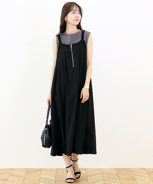 Aletta vita ワンピース フロントジップ後ろリボンキャミワンピース