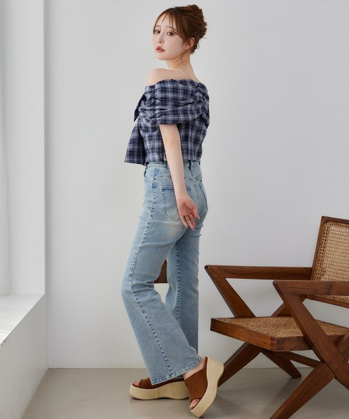 Acne Studios リボンストラップブラウス アクネ ストゥディオズ夏ウェア、リボン連ねた花柄シアー