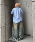 ブラウス シャツ 夏 半袖 ラインストーンチェ...の詳細画像5