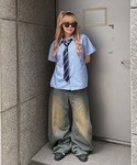 ブラウス シャツ 夏 半袖 ラインストーンチェ...の詳細画像4