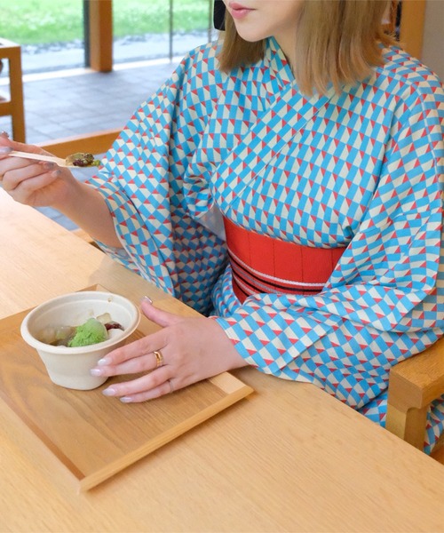 KOBE LETTUCE ワンピース浴衣SET ネイビー M 美品 一人で着られる ワンピース浴衣 SET[品番：KO000014417]｜KOBE