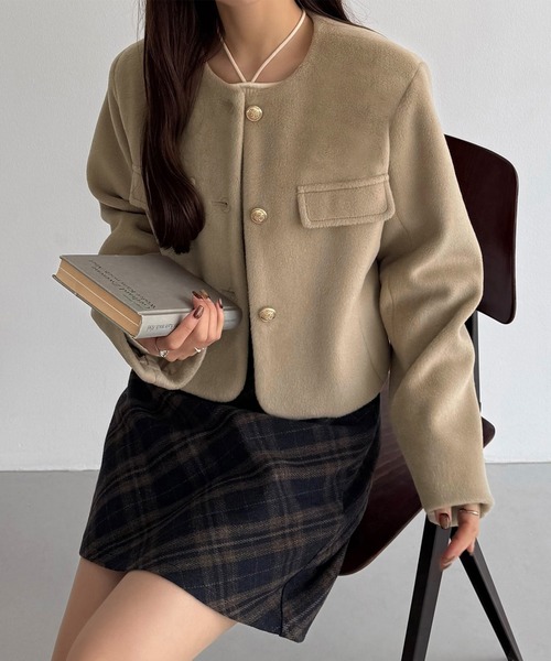 callautia（カラウティア） ジャケット ノーカラージャケット ウール