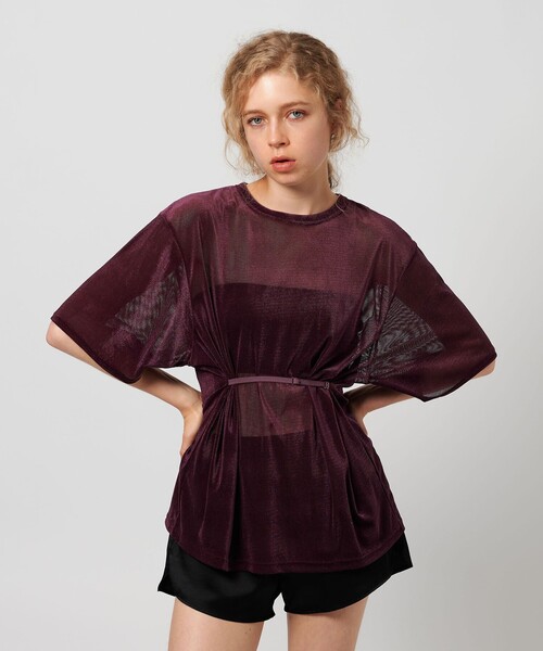 tシャツ 「ATTISESSION」メッシュ ベロア Tシャツ レディース