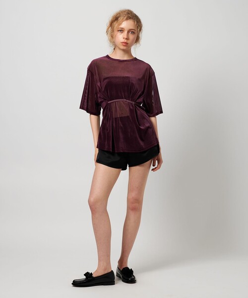 tシャツ ベロアメッシュレースアップＴシャツ / Velor Mesh Lace Up Tshirt レディース ベロアメッシュレースアップTシャツ / Velor Mesh Lace Up