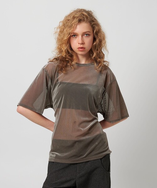 tシャツ 「ATTISESSION」メッシュ ベロア Tシャツ レディース ATTISESSION tシャツ 「ATTISESSION」メッシュ ベロア Tシャツ