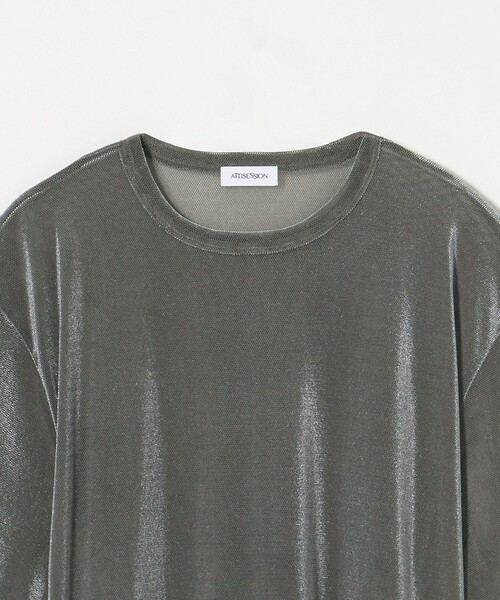 tシャツ 「ATTISESSION」メッシュ ベロア Tシャツ レディース ATTISESSION tシャツ 「ATTISESSION」メッシュ ベロア Tシャツ