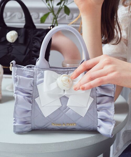 Maison de FLEUR トートバッグ ローズ2Wayキルティング